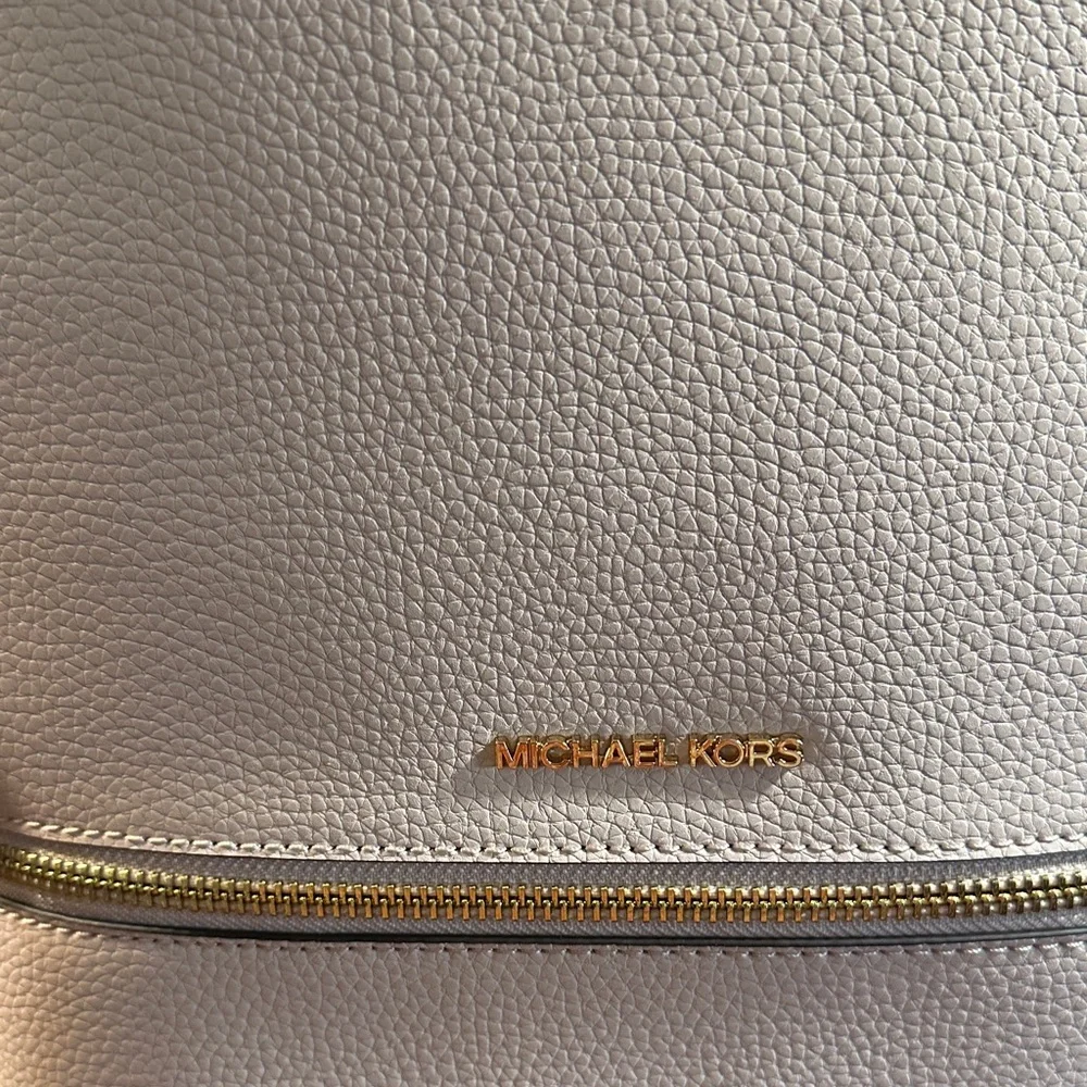 Michael Kors Blush Pebbled Leather Backpack with Gold Hardware